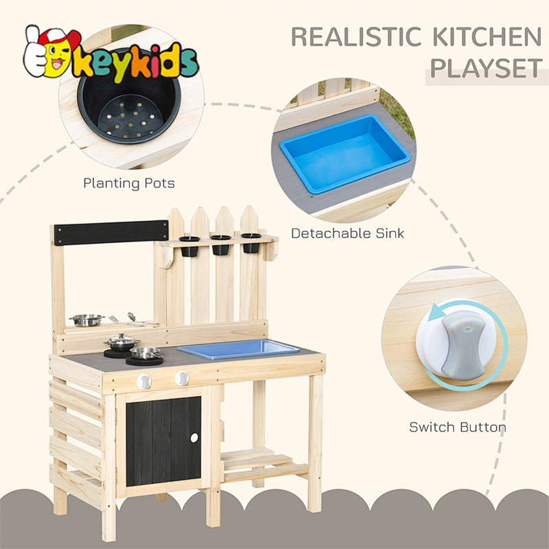 Handcrafted durable toddlers and kids wooden mud kitchen for outdoor play W10C776