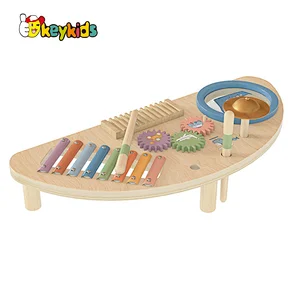 New arrived multifunctional activity center wooden musical workbench toy for baby W07A213