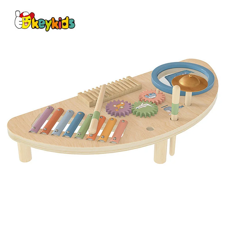 New arrived multifunctional activity center wooden musical workbench toy for baby W07A213