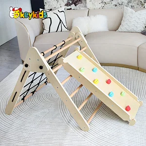 Montessori climbing triangle toys wooden indoor climber with ramp W01F107