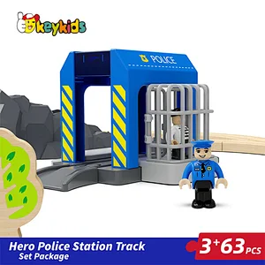 63 PCS assembly slot wooden toy railway set for kids W04C247