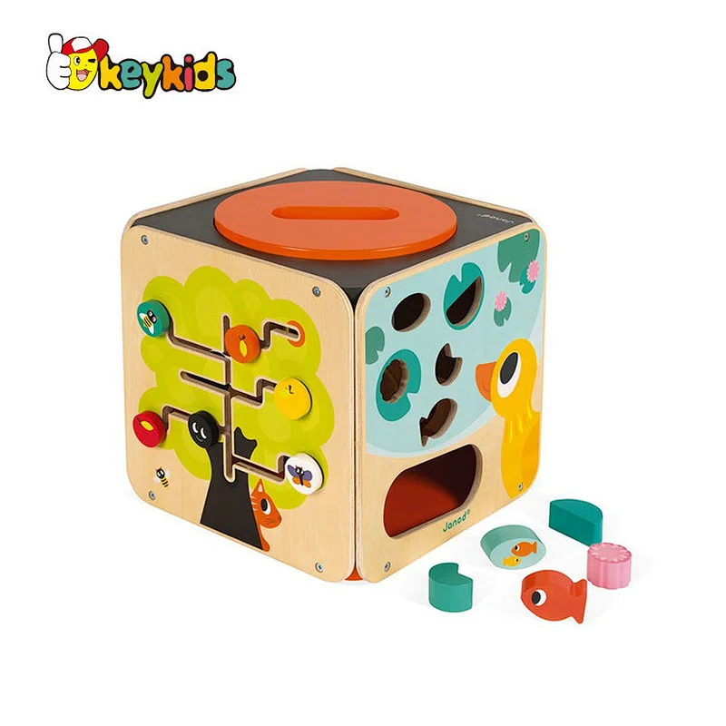 Customize Montessori Educational Sensory Toys Wooden Activity Cube For Kids W11B308