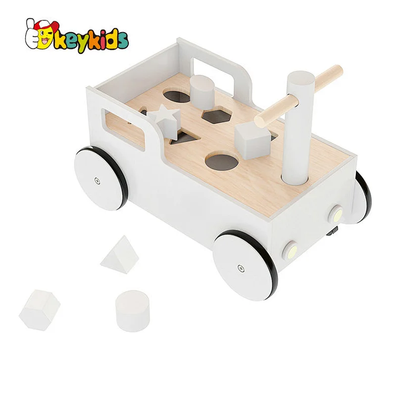 Wholesale Educational Shape Sorting Wooden Baby Walker With Blocks W16E208