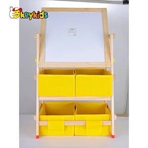 Kids art easel wooden standing easel with storaage bsket W12B238