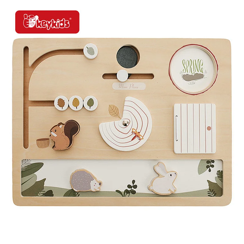 Baby Fitness Frame Foldable Natural Wooden Activity Gym With Hanging Toys W08K373