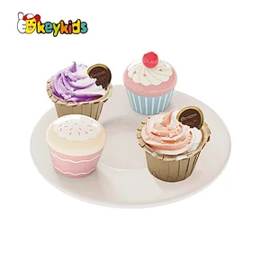 Most Popular Simulation Play Food Wooden Cake Stand Set Toy For Kids W10B447