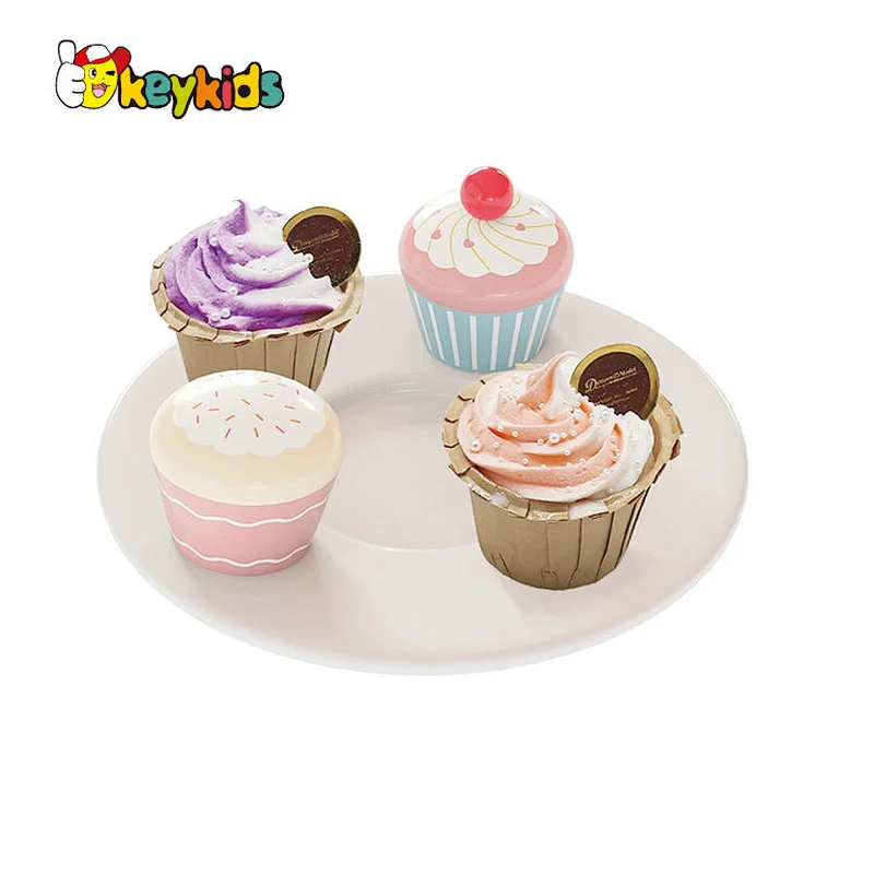 Most Popular Simulation Play Food Wooden Cake Stand Set Toy For Kids W10B447