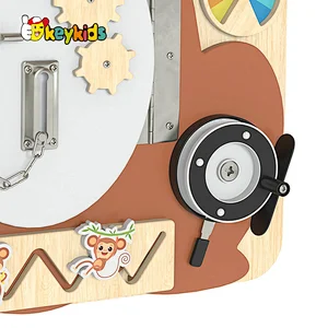 New design monkey shape educational children wooden activity board with locks W12D440