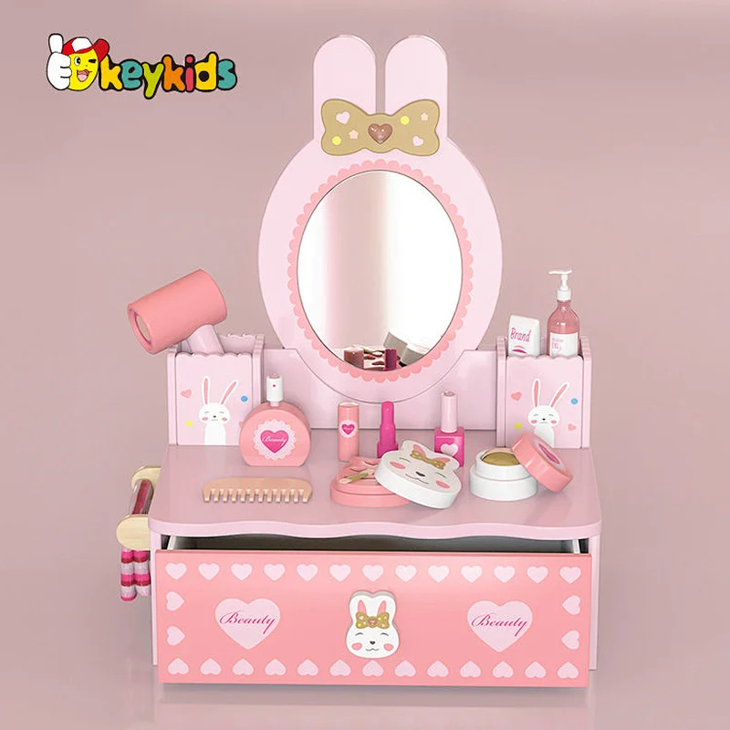 New hottest pink princess vanity wooden makeup table toy for girls W10D577
