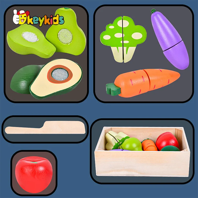 New arrivals role play simulation wooden cutting toys fruits and vegetables for kids W10B458