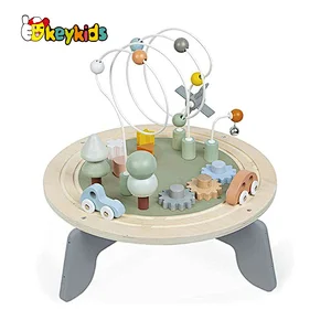 New Arrival Kids Educational Toy Wooden Activity Table with Bead Maze Cube W12D480