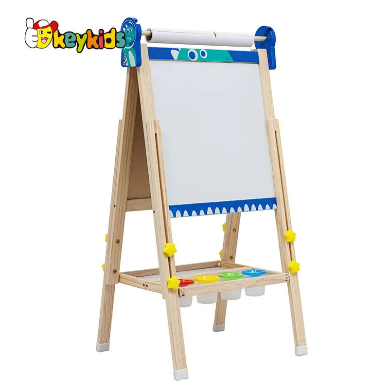 2-in-1 dry erase board and chalk Board wooden easel stand for kids W12B230