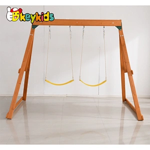 Hot Selling Outdoor Playground Equipment Wooden Double Swing For Kids W01D211