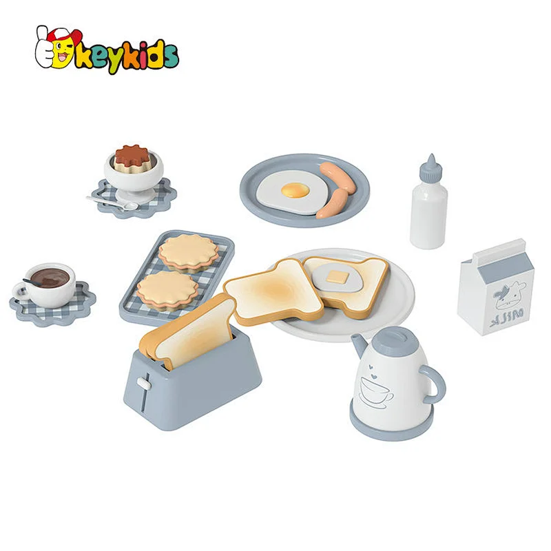 Hot sale pretend play cooking wooden toy breakfast set for children W10B466