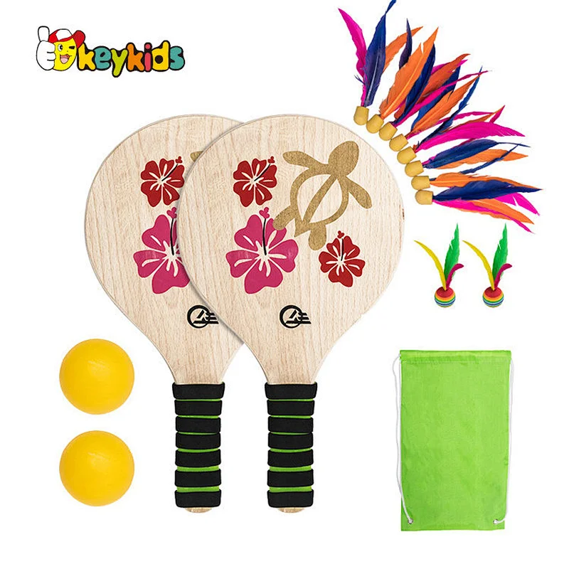 Customized Usapa approved non-slip wooden pickleball rackets with balls W01C003