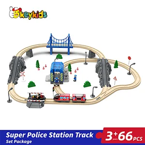 wholesale 66PCS children wooden toy train track set with electric cars W04C245