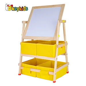 Kids art easel wooden standing easel with storaage bsket W12B238