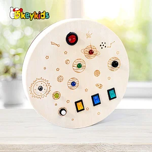 Customize kids Montessori board wooden sensory switch toy with led light sounds W12D458