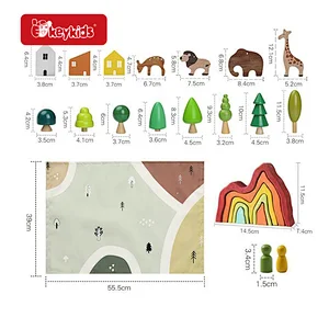 Wholesale Kids Montessori Wooden Forest Building Blocks Toys With Map W13A298
