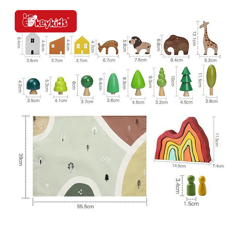 Wholesale Kids Montessori Wooden Forest Building Blocks Toys With Map W13A298