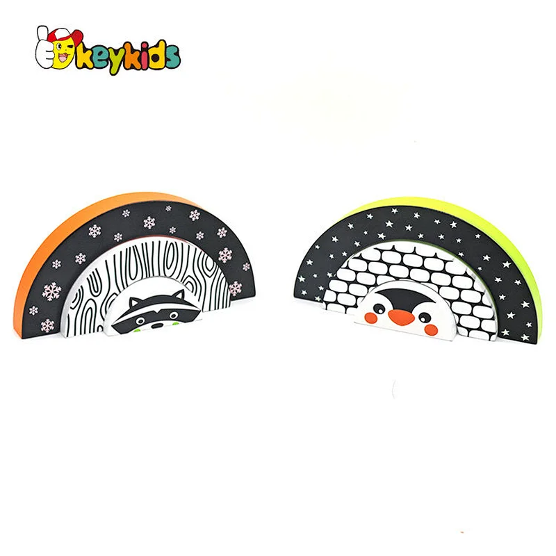 Customize creative Montessori wooden stacking toys for kids W13D394