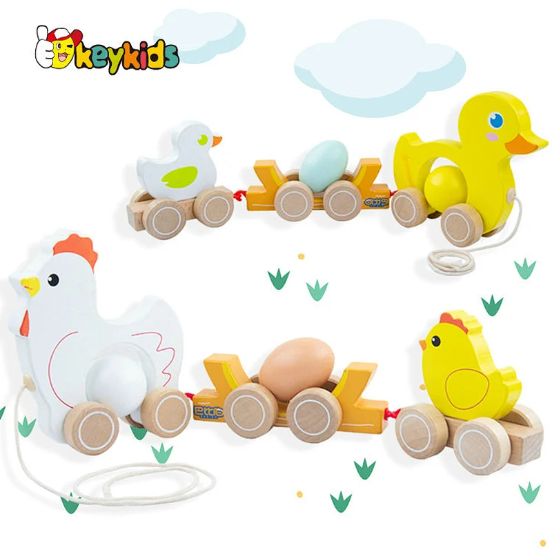 Customize kids educational play wooden duck with egg toys W05B210