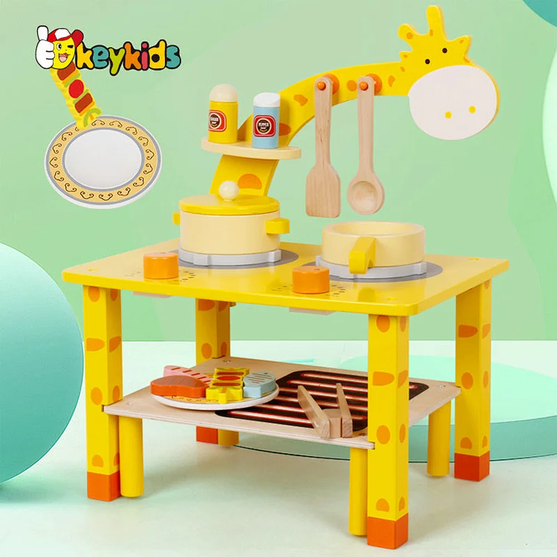 Simulation kids role playing game wooden toy kitchen with bbq W10C757