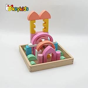 Custom educational colored stacking wooden blocks for crafts W13A289