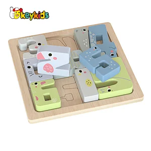 Popular Preschool Educational Cartoon 3D Wooden Number Puzzle Toy For Kids W14A373