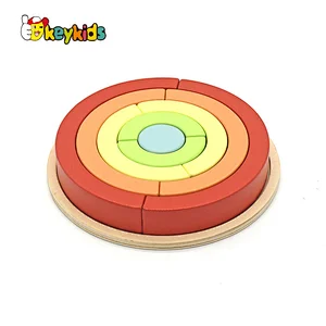 Custom educational rainbow colored wooden blocks for kids W14A364