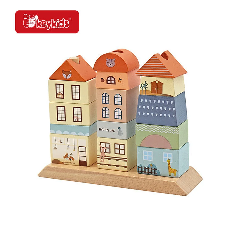 Hot Selling Early Educational Construction Wooden Stacking Toy For Kids W13D409