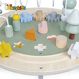 New Arrival Kids Educational Toy Wooden Activity Table with Bead Maze Cube W12D480