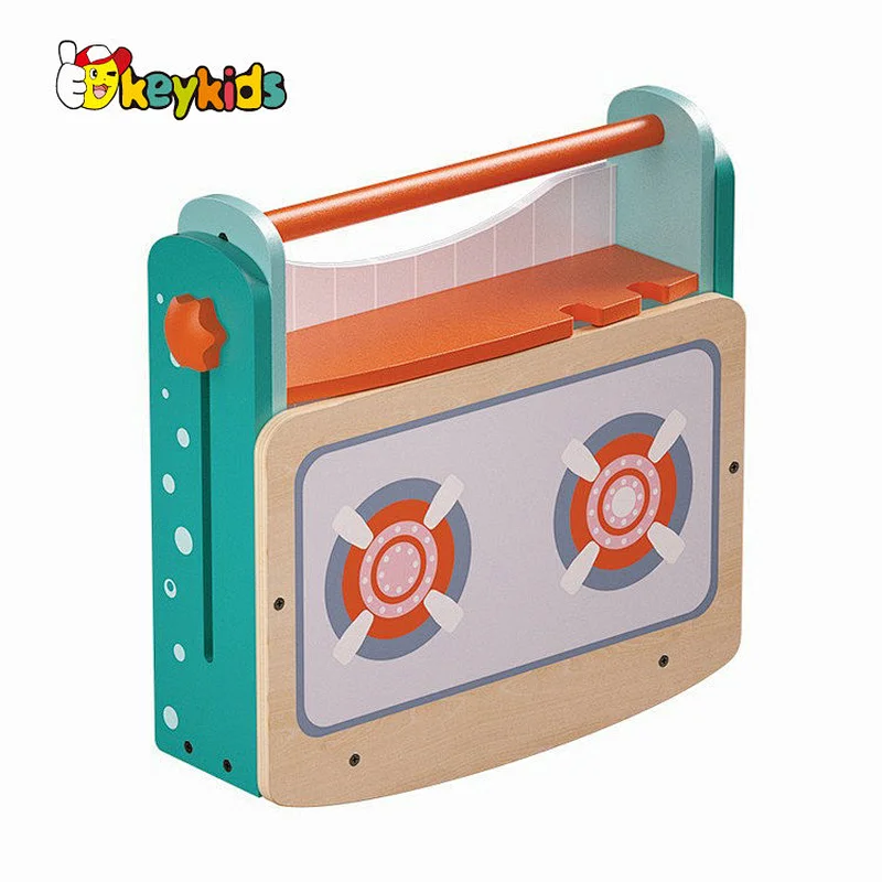 High quality simulation pretend play wooden kitchen foldable stove toy for kids W10D631