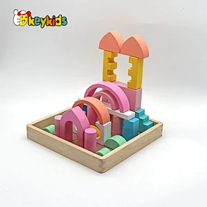 Custom educational colored stacking wooden blocks for crafts W13A289