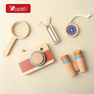 Baby Fitness Frame Foldable Natural Wooden Activity Gym With Hanging Toys W08K373