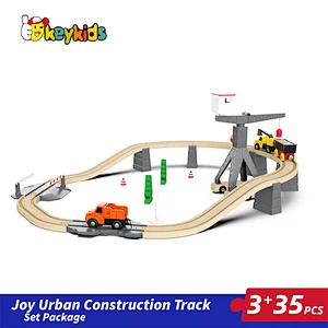 Customize cheap 35 PCS assembly slot toys wooden train track set for kids W04C246