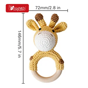 Customize Eco-friendly Food Grade Silicone Wooden Teether Ring For Baby W07I201