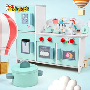 Simulation kids role playing game wooden play kitchen refrigerator with stove W10C669