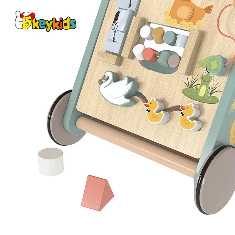 New design educational activity play wooden walking push toy for toddlers W16E210