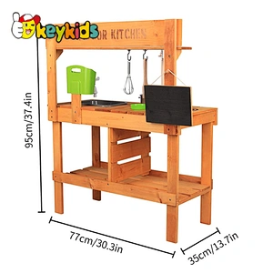 Cheap pretend outdoor toys kitchen wooden mud kitchen play set for kids W10C779