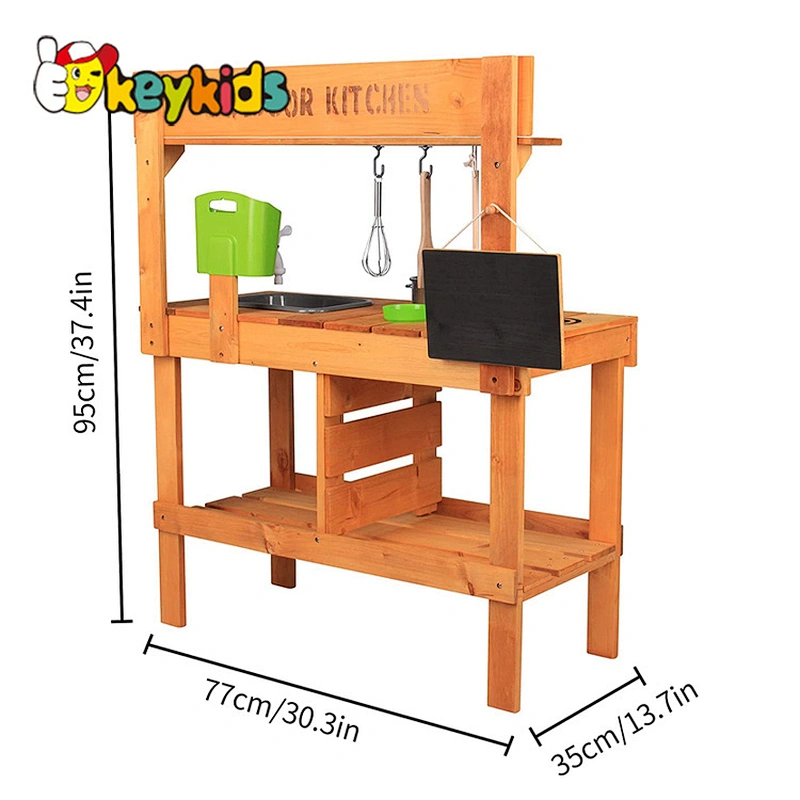Cheap pretend outdoor toys kitchen wooden mud kitchen play set for kids W10C779