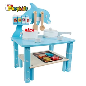 Simulation kids role playing game wooden stove play set with grill W10C754