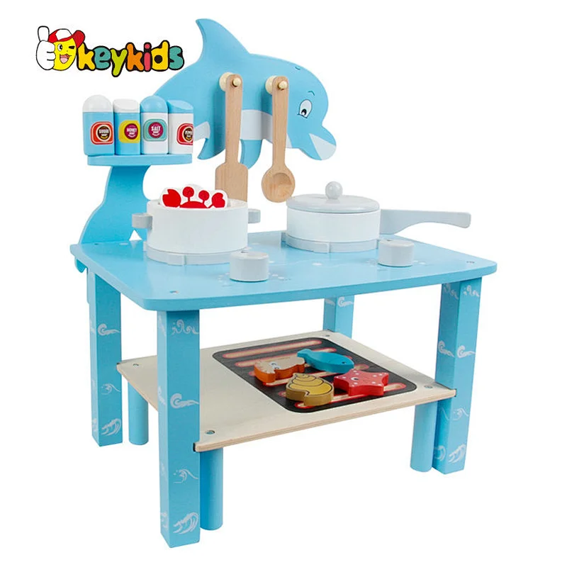 Simulation kids role playing game wooden stove play set with grill W10C754