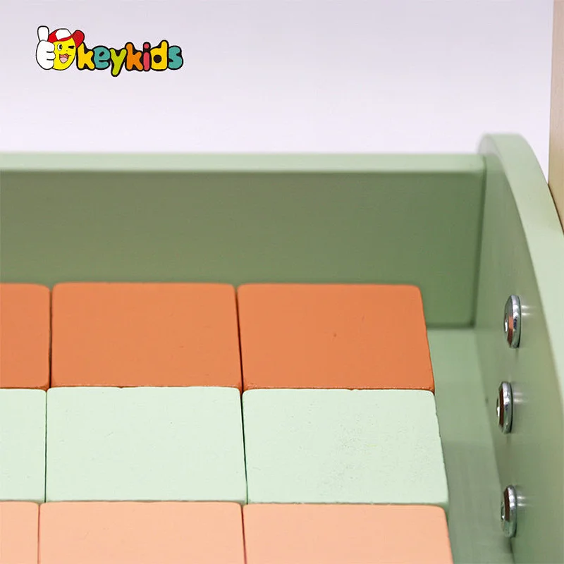Eco-friendly educational push along wooden walker with blocks W16E218