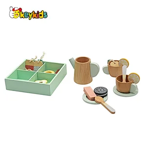 Hot Selling Pretend Play Dessert Set Wooden Afternoon Tea Toys For Kids W10D655