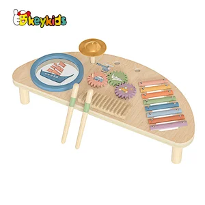 New arrived multifunctional activity center wooden musical workbench toy for baby W07A213