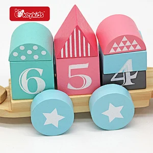 Customize Educational Blocks Set Colorful Wooden Stacking Train Toy For Kids W04A607