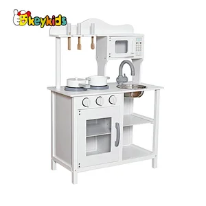 2023 Update cheap white wooden kitchen toy set for children W10C404H