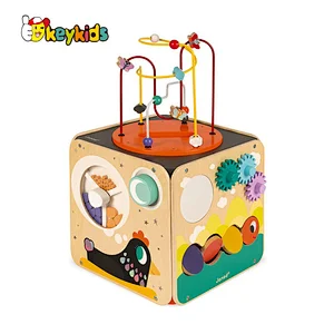 Customize Montessori Educational Sensory Toys Wooden Activity Cube For Kids W11B308