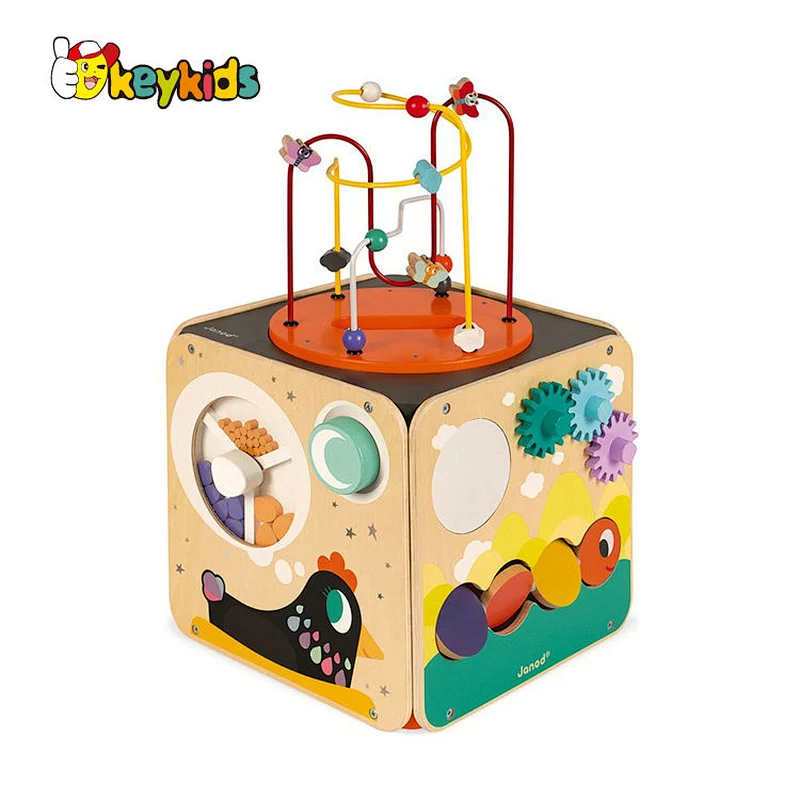 Customize Montessori Educational Sensory Toys Wooden Activity Cube For Kids W11B308
